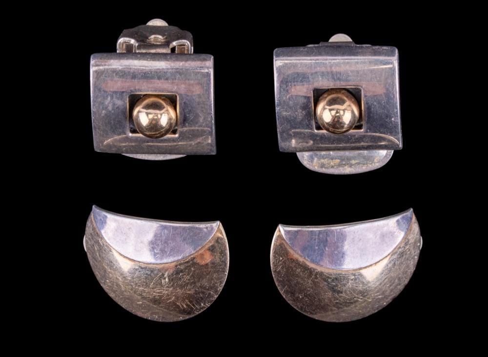 Ed Levin comparable auction result: ed levin other modernist 925 14k clip earrings