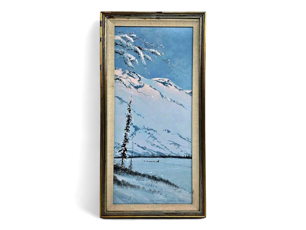 jon van zyle easy going acrylic painting of iditarod scene · Alaska Premier Auctions & Appraisals · 2026-06-28 Jon Van Zyle comparable auction result: jon van zyle easy going acrylic painting of iditarod scene