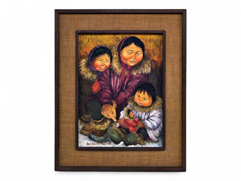 Joan Arend Kickbush comparable auction result: joan arend kickbush oil painting of a mother daughters