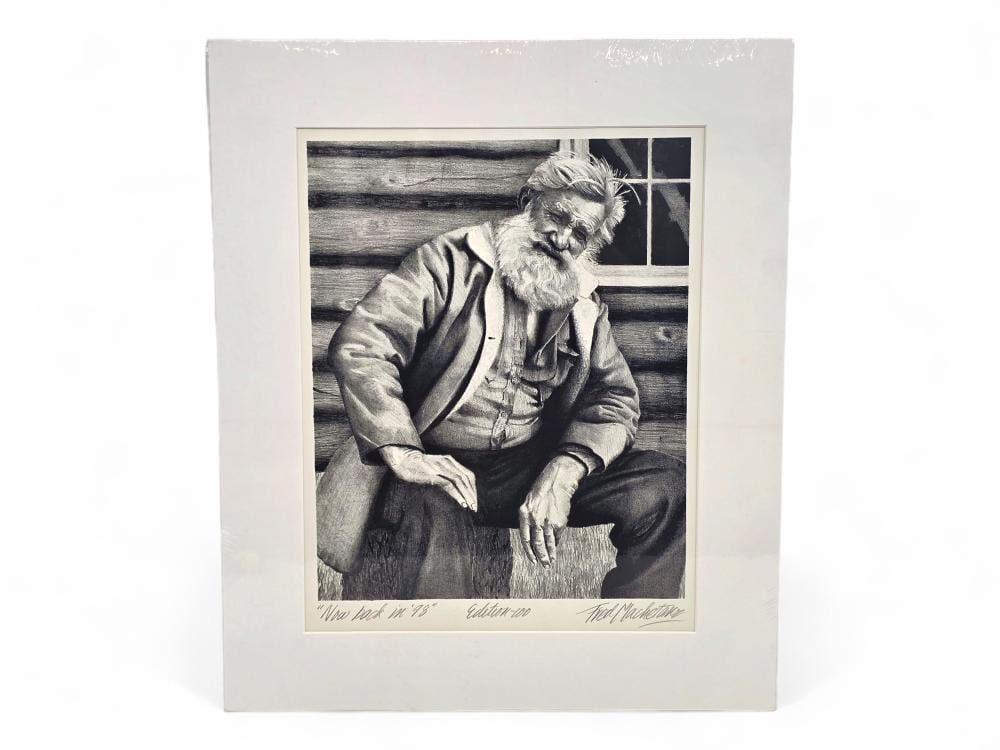 Frederick Machetanz comparable auction result: fred machetanz now back in 98 stone lithograph