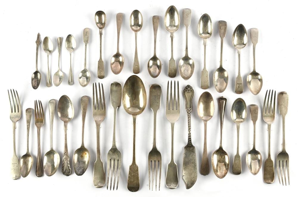 Joseph (1886) Albert comparable auction result: three victorian fiddle pattern table forks by jos