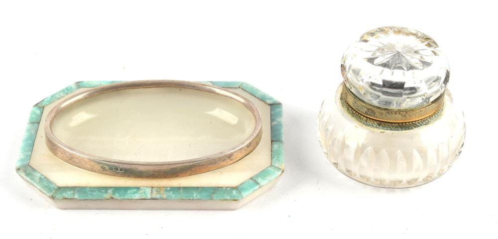 George (1825) Inness comparable auction result: silver mounted onyx pin tray 13 5 x 9cm by george