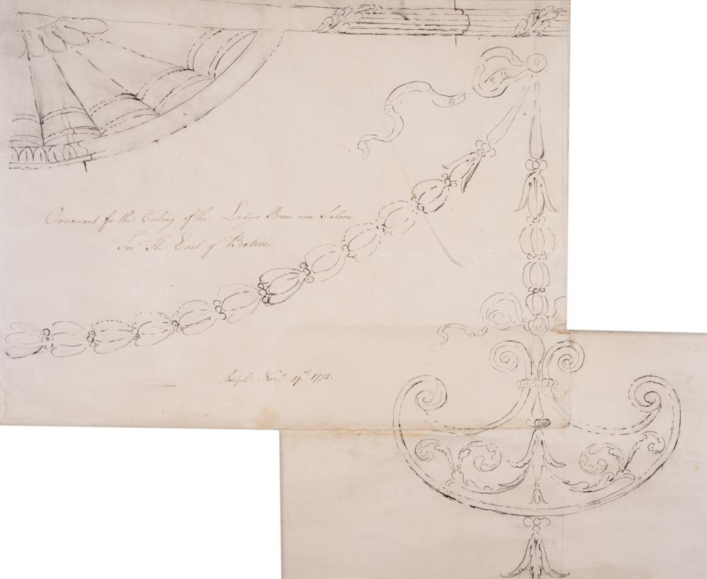 Joan Colom y Augustí comparable auction result: adam robert headfort house an original drawing ornament for the ceiling of the lady s room over saloon for the earl of bective pen and black ink 1772