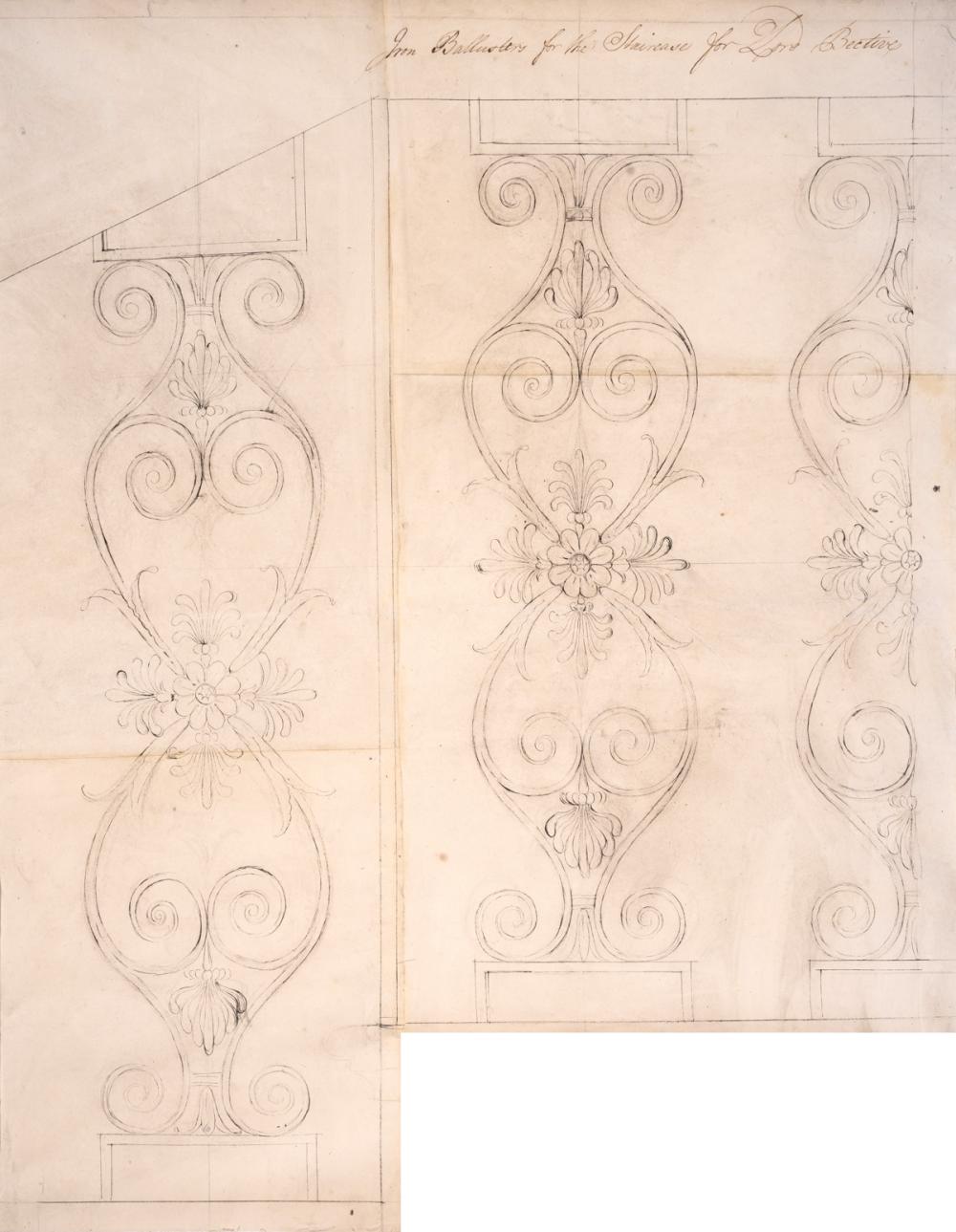 Joan Colom y Augustí comparable auction result: adam robert headfort house an original drawing from ballusters for the staircase for lord bective pen and black ink 1772