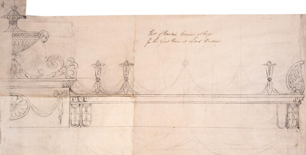 Joan Colom y Augustí comparable auction result: adam robert headfort house an original drawing part of curtain cornice at large for the great room at lord bective s pen and black ink c 1772