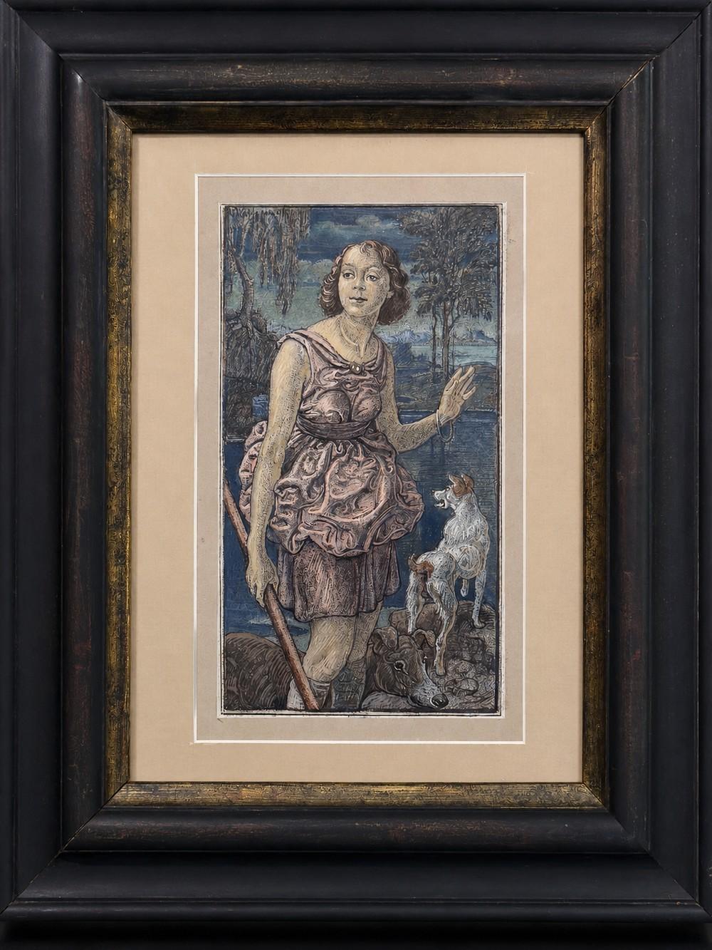Wilhelm Volz comparable auction result: wilhelm volz 1870 1942 young shepherdess with dogs
