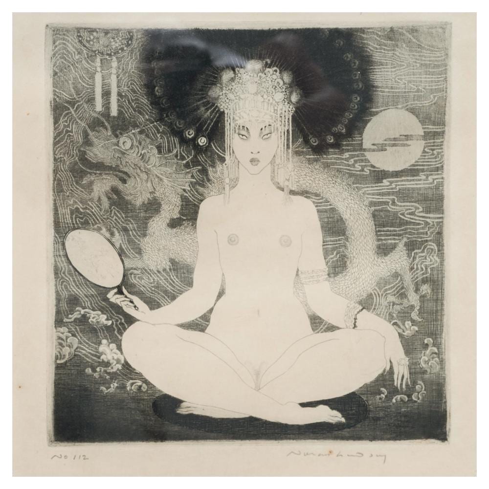Norman Lindsay comparable auction result: norman lindsay australian 1879 1969 yellow lady etching on paper