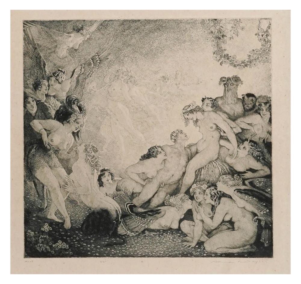 Norman Lindsay comparable auction result: norman lindsay australian 1879 1969 adolescence facsimile etching