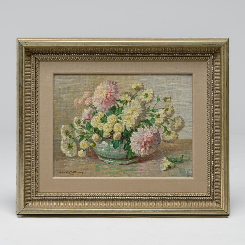 Alice Brown Chittenden comparable auction result: alice brown chittenden 1859 1944 california impressionist chrysanthemums painting c1890s