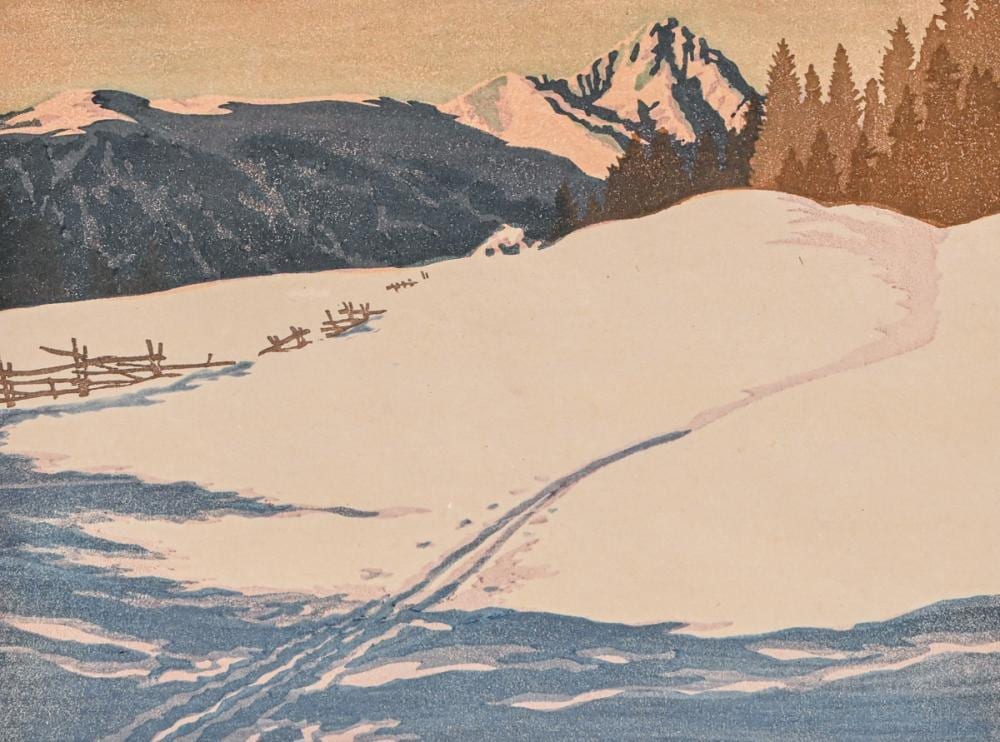 engelbert lap austrian 1886 1970 color woodcut wintertag am rosskogel winter day on the rosskogel c1920s · California Historical Design, Inc · 2026-06-28 Engelbert Lap comparable auction result: engelbert lap austrian 1886 1970 color woodcut wintertag am rosskogel winter day on the rosskogel c1920s