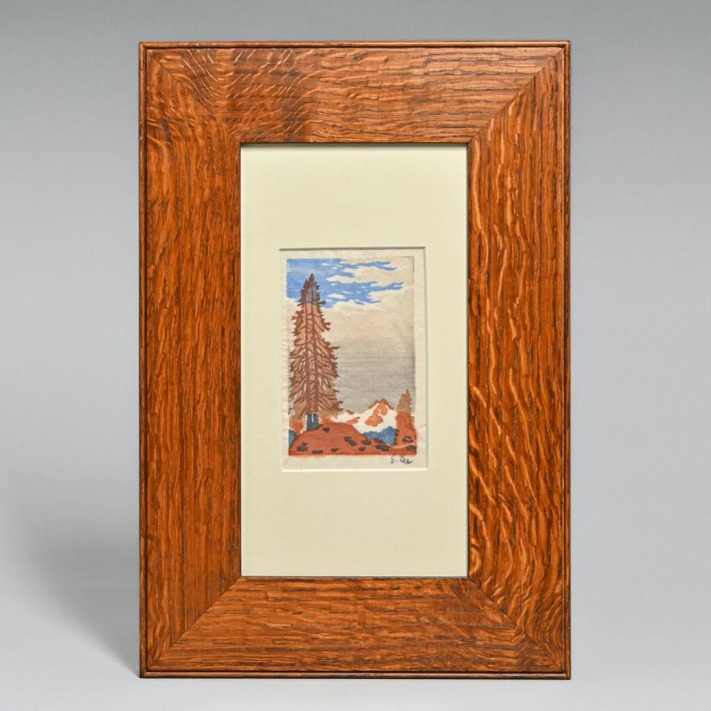 engelbert lap austrian 1886 1970 color woodcut tall pine in mountains c1925 · California Historical Design, Inc · 2026-06-28 Engelbert Lap comparable auction result: engelbert lap austrian 1886 1970 color woodcut tall pine in mountains c1925