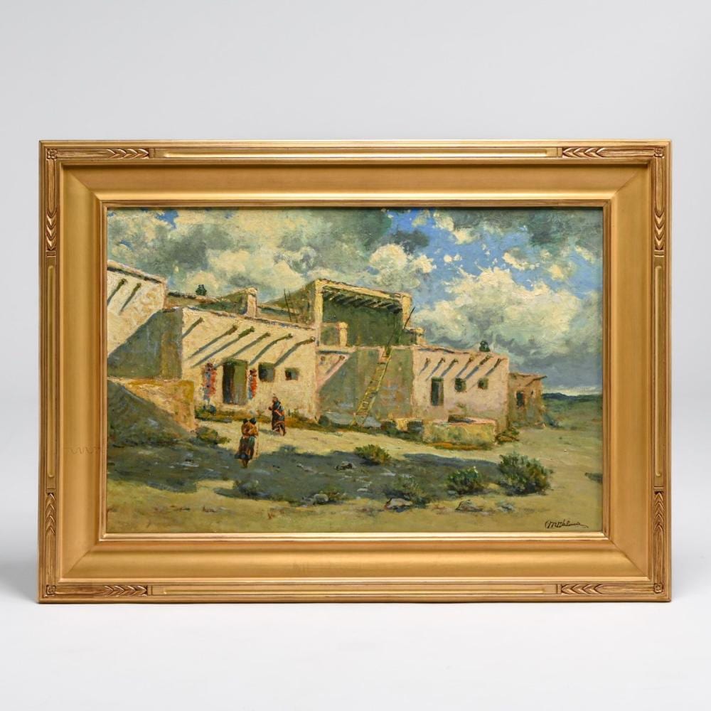 Manuel Valencia comparable auction result: manuel valencia 1856 1935 painting taos pueblo c1910