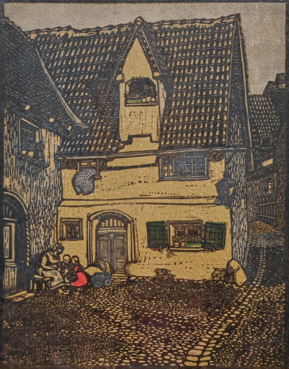 Hermann Gradl comparable auction result: hermann gradl german 1883 1964 color woodcut im alten g sschen in the old alley c1920s