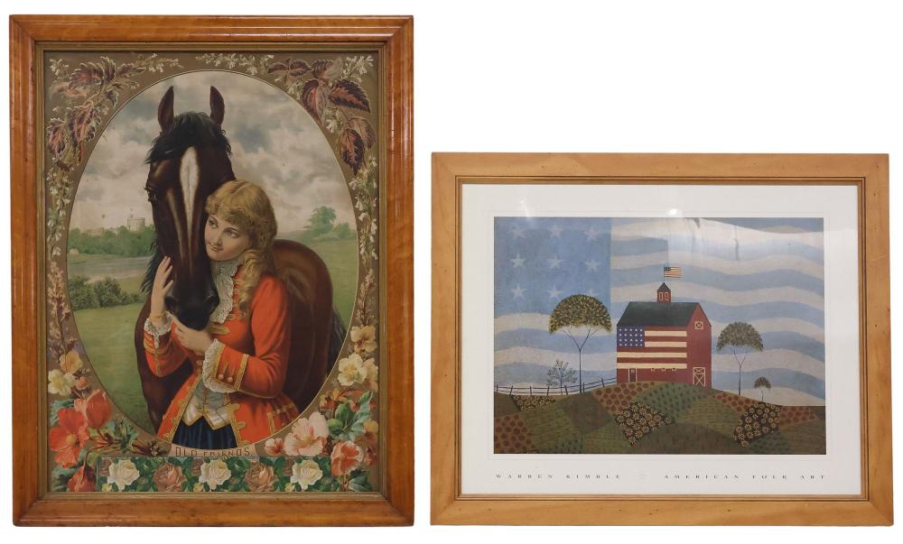 2 english equestrian print folk art poster after warren kimble · Austin Auction Gallery · 2026-07-11 Warren Kimble comparable auction result: 2 english equestrian print folk art poster after warren kimble