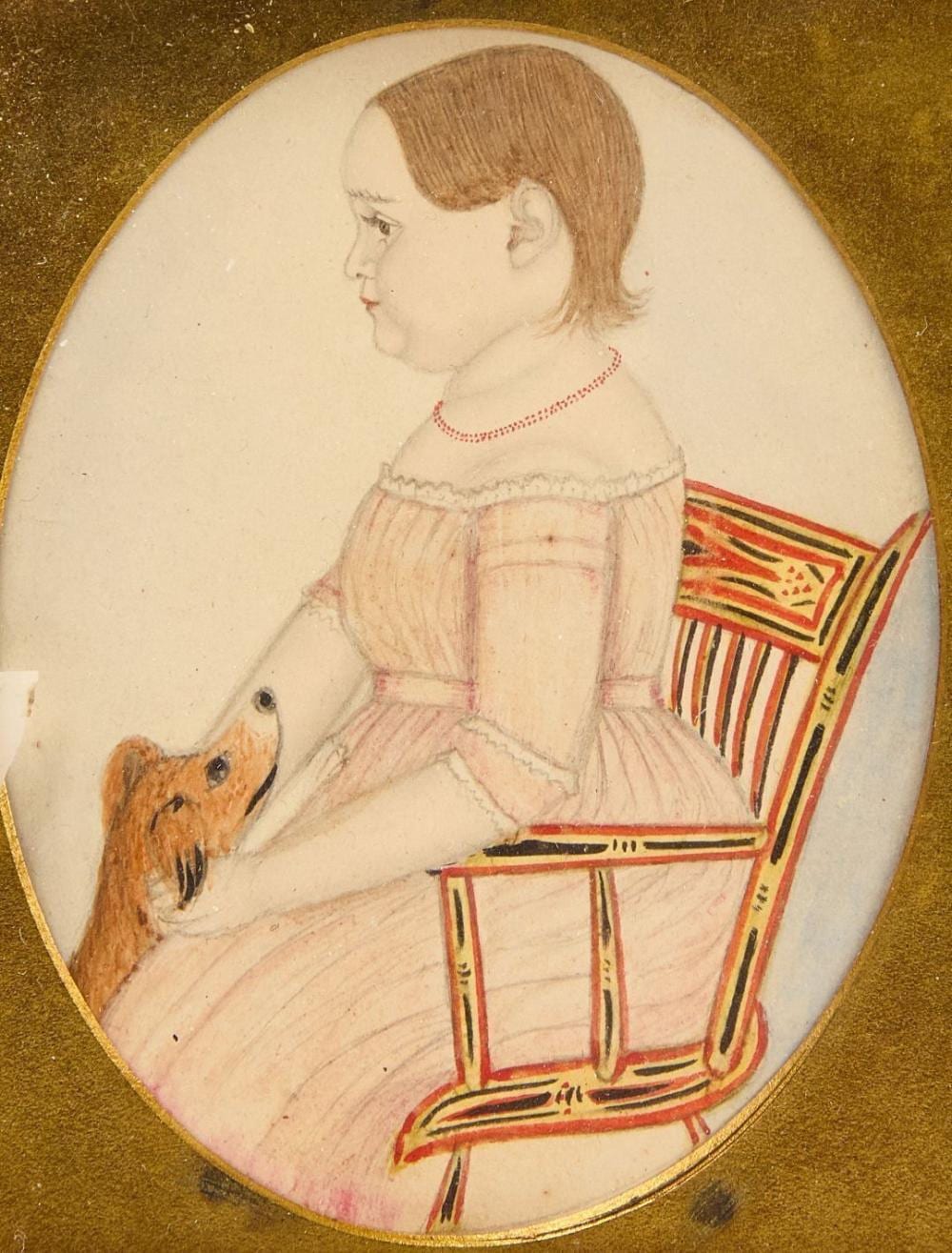 Justus Dalee comparable auction result: justus dalee portrait of a child with dog and windsor chair