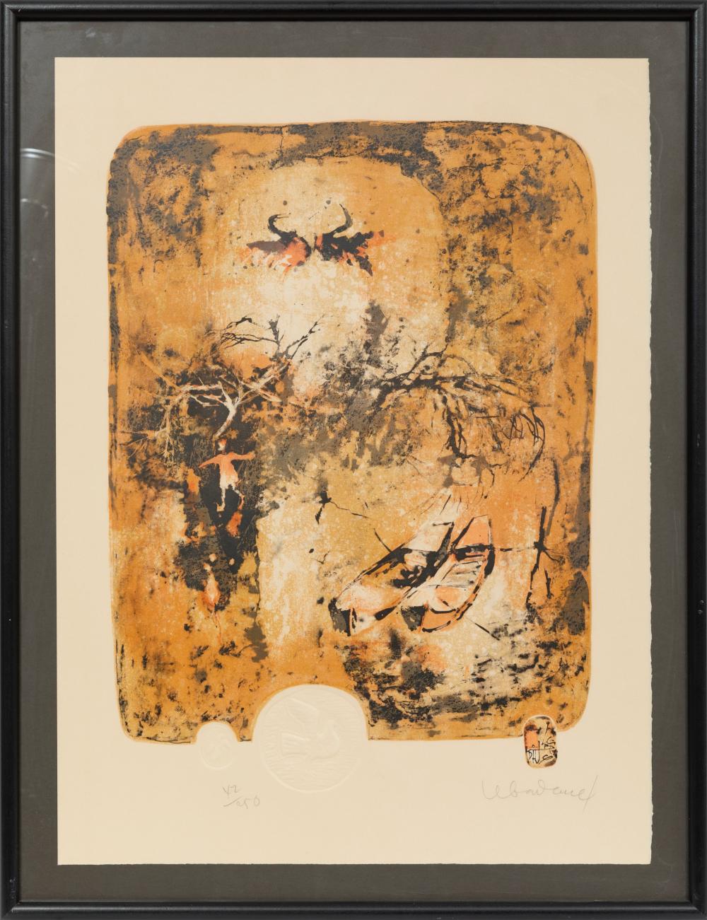 hoi lebadang vietnamese french 1921 2015 les deux cygnes color lithograph and relief on paper · Neal Auction Company · 2026-07-16 Hoi Lebadang comparable auction result: hoi lebadang vietnamese french 1921 2015 les deux cygnes color lithograph and relief on paper