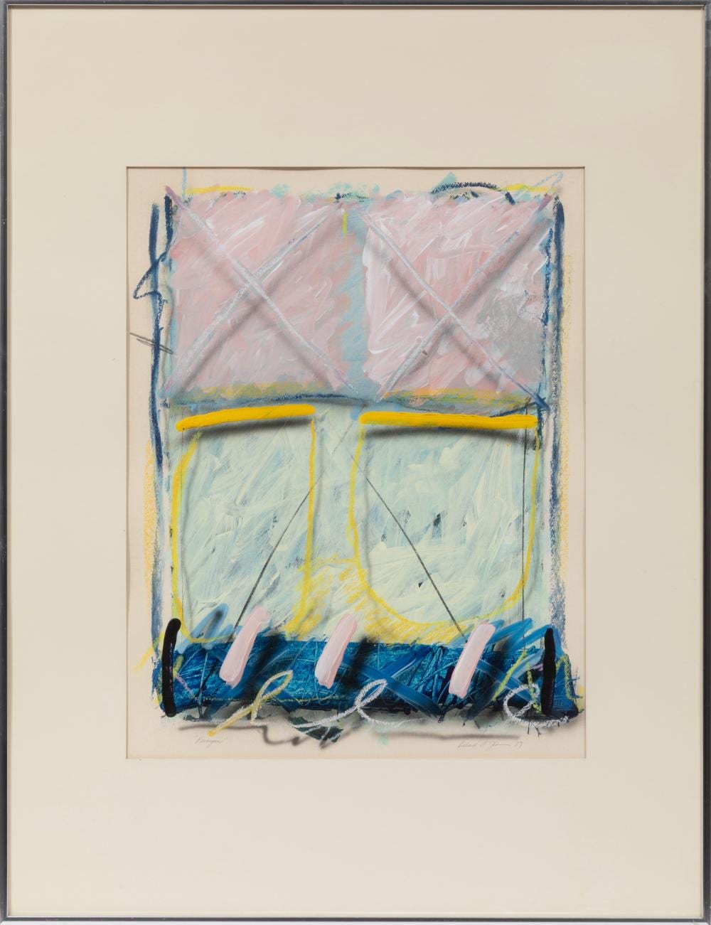 Richard Johnson comparable auction result: richard johnson american louisiana b 1942 runyon acrylic on paper