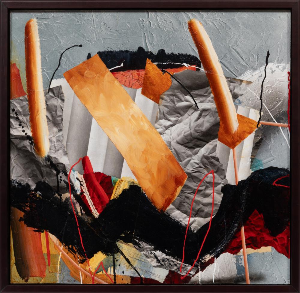 Richard Johnson comparable auction result: richard johnson american louisiana b 1942 double acrylic and mixed media collage on masonite