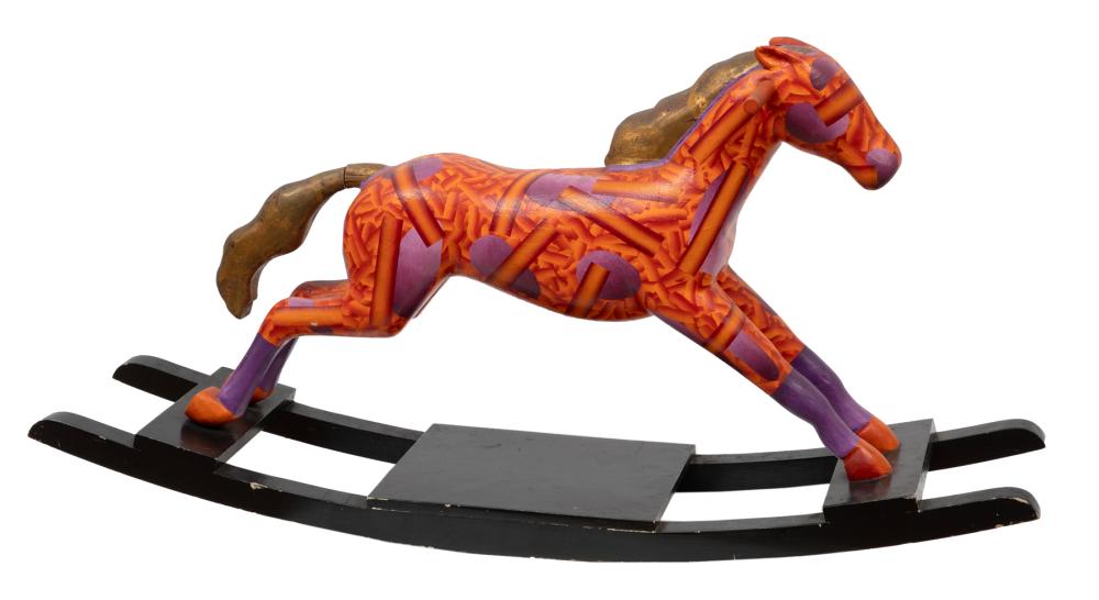 Richard Johnson comparable auction result: richard johnson american louisiana 1942 2024 rocking horse mixed media on carved wood