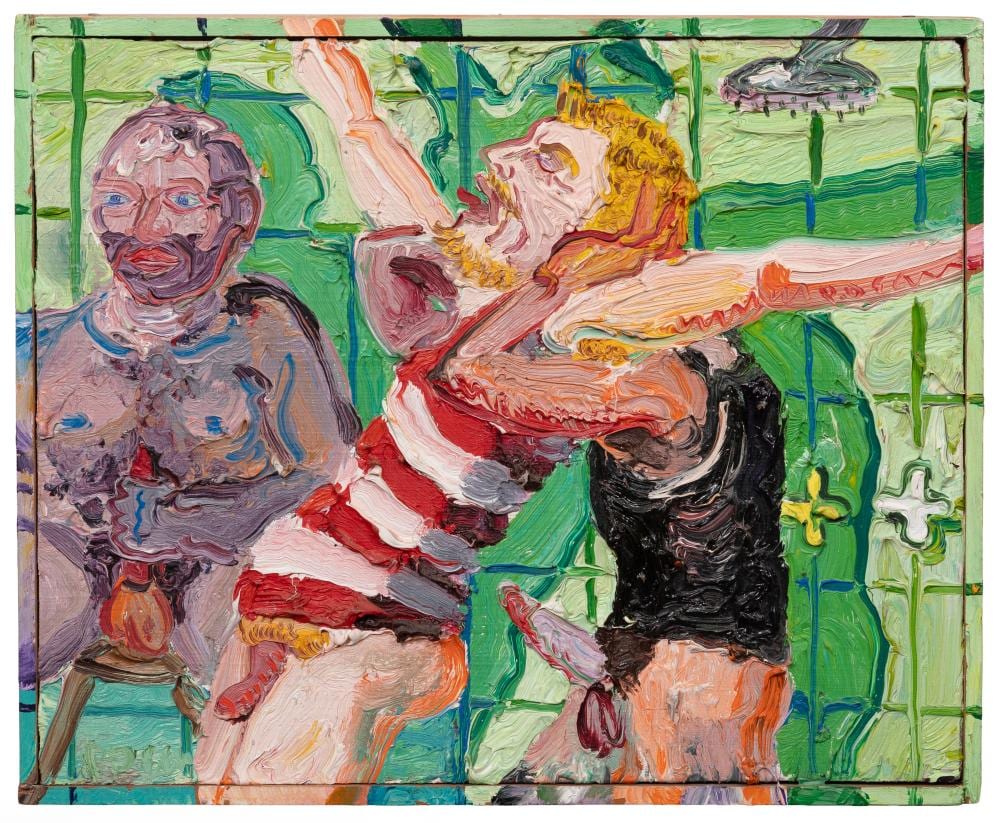 peter dean german american 1939 1993 shower room oil on panel · Neal Auction Company · 2026-07-16 Peter Dean comparable auction result: peter dean german american 1939 1993 shower room oil on panel