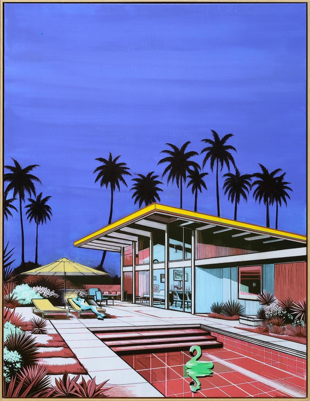 Jacques Lagrange comparable auction result: jack le grange palm springs evening mixed media on linen 123cm x 103cm