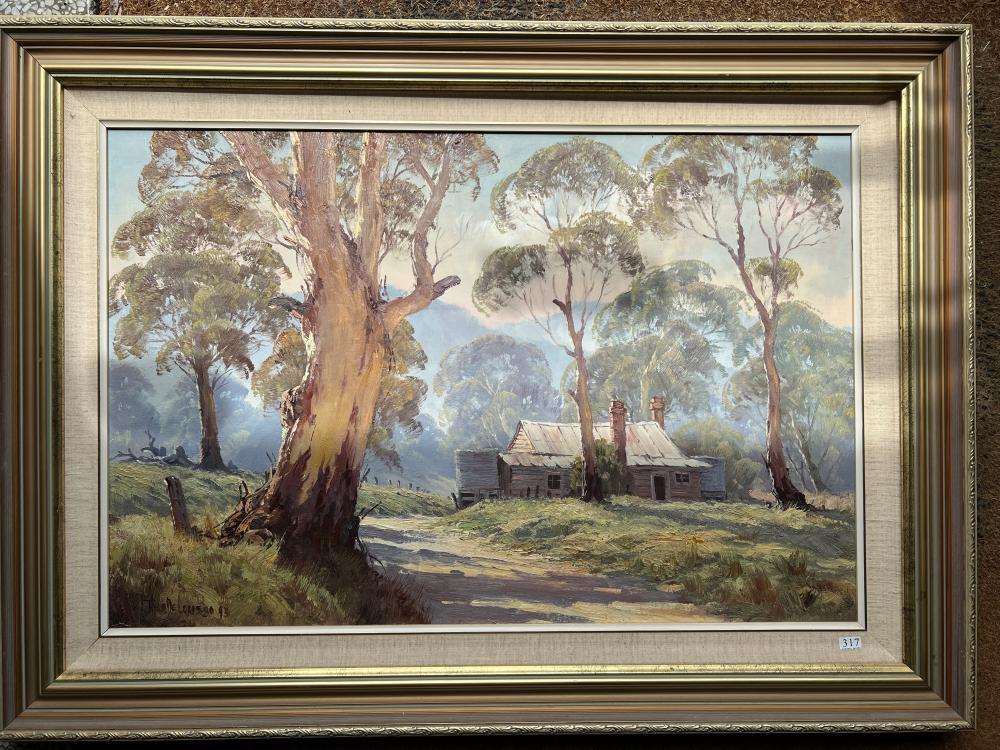 Theo Delgrosso comparable auction result: theo delgrosso 1947 2011 river gums blue mountains large oil on canvas late 20th century