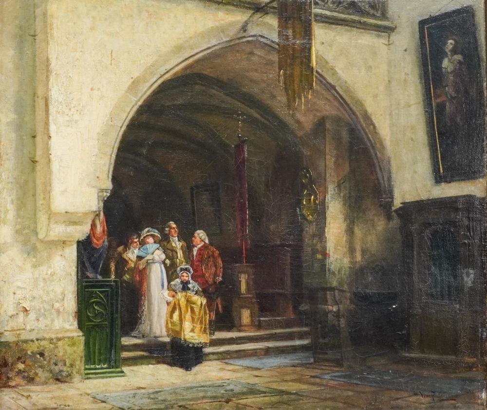 Vincent Stoltenberg Lerche comparable auction result: vincent stoltenberg lerche norwegian 1837 1892 interior scene oil on canvas signed l r frame 32 1 4 x 35 1 4 in 81 9 x 89 5 cm