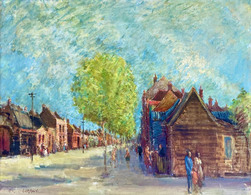 Victor Honoré Janssens comparable auction result: victor vic o connor 1918 2010 melbourne street scene oil on canvas on board 56 x 71 cm frame 70 x 83 x 5 cm