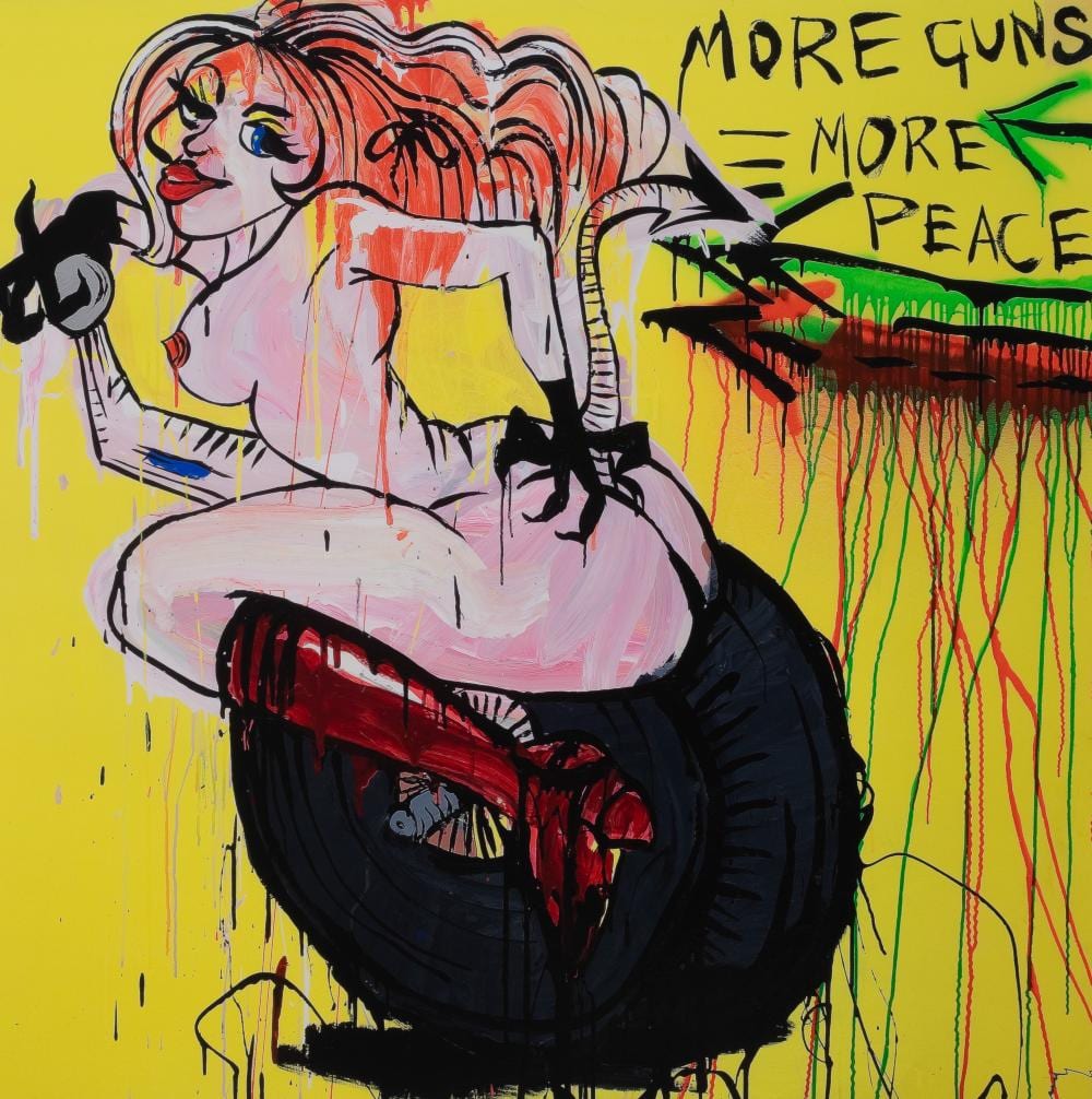 Adam Cullen comparable auction result: adam cullen 1965 2012 more guns more peace 2010