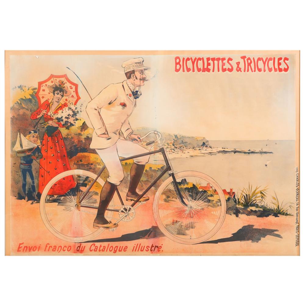 Bicyclettes and Tricycle French Catalog Ad Poster sold by Hill Auction Gallery, lot 337 — auction record photograph