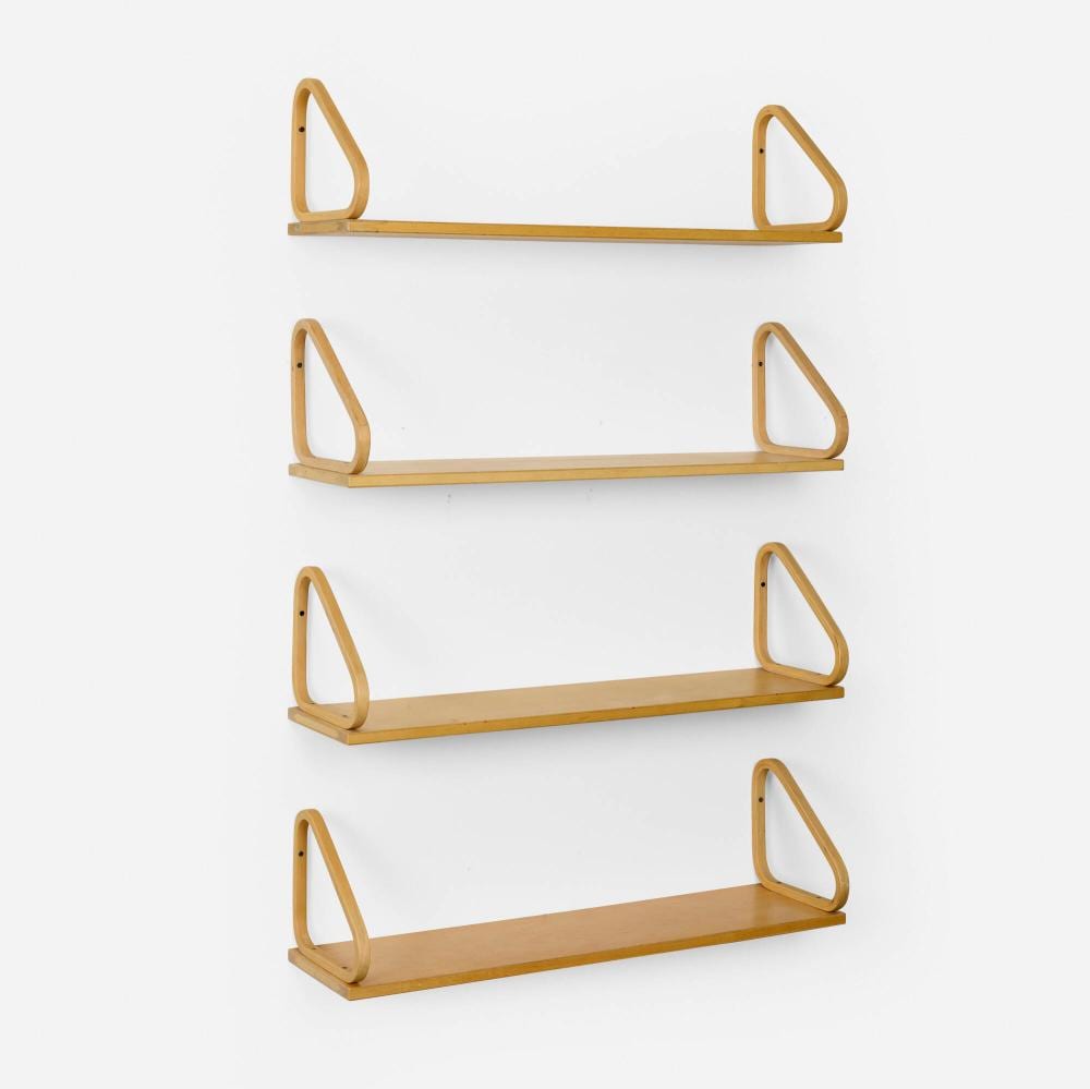 Alvar Aalto comparable auction result: alvar aalto wall mounted shelves model 112b set of four