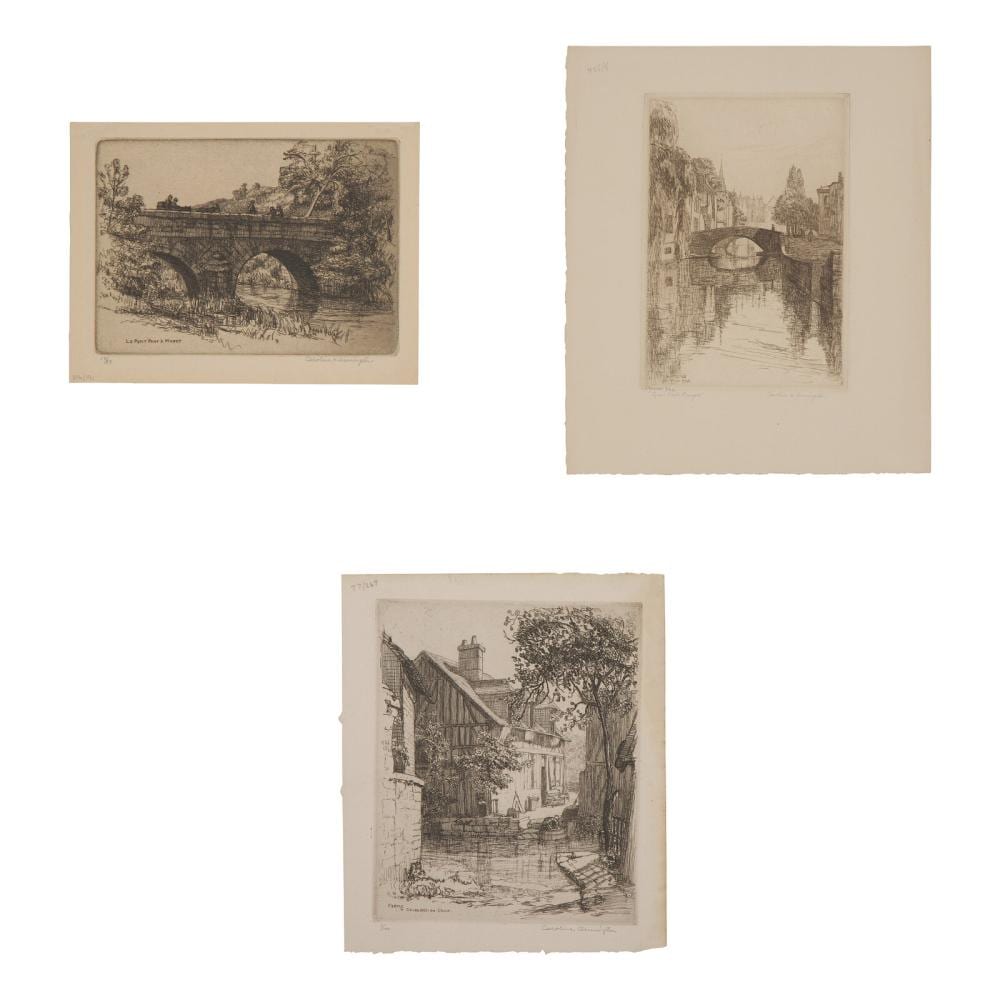 Caroline Helena Armington comparable auction result: caroline helena armington american 1875 1939 le petit pont a moret 1917 together with quoi vert bruges 1908 and ferme a caudebec en caux 1921 three works