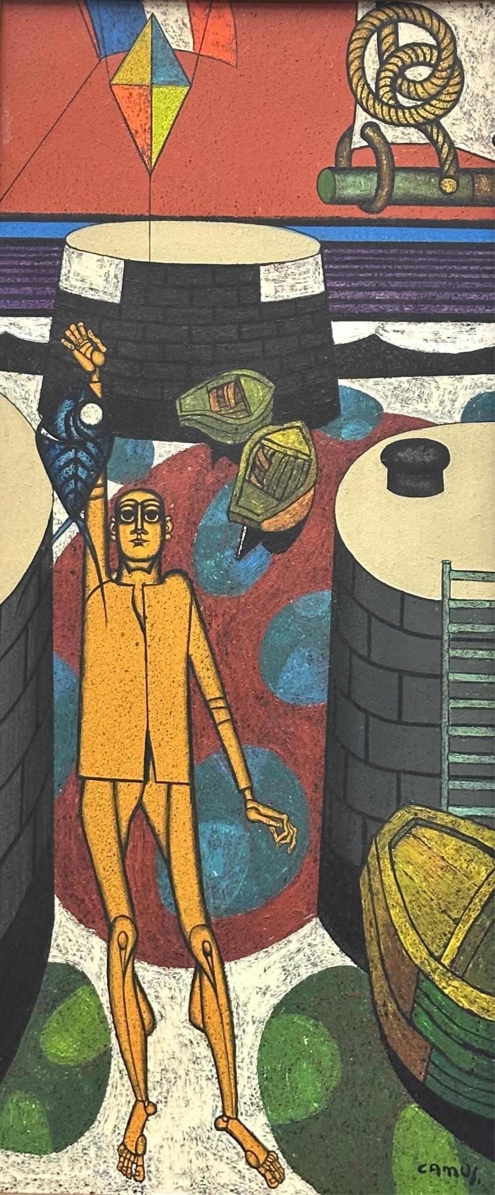 Gustave Camus comparable auction result: gustave camus 1914 1984 le grand poisson bleu huile sur toile dimensions 90 x 40 cm droits de suite applicables d s 2000 euros