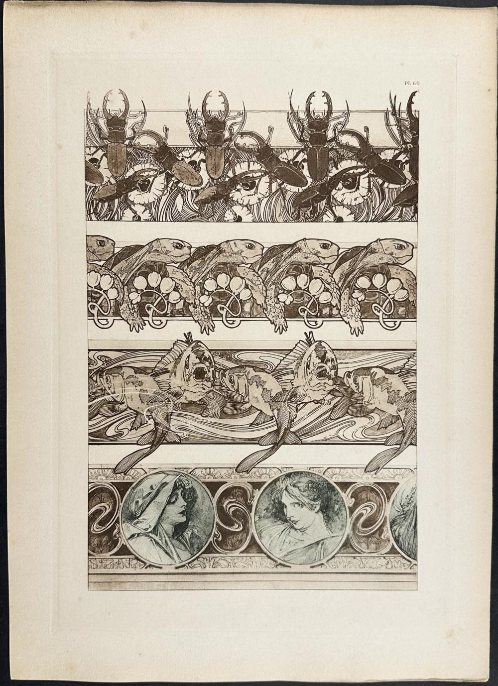 Alphonse Mucha comparable auction result: mucha folio animal or women design or motif turtle fish beetle 60
