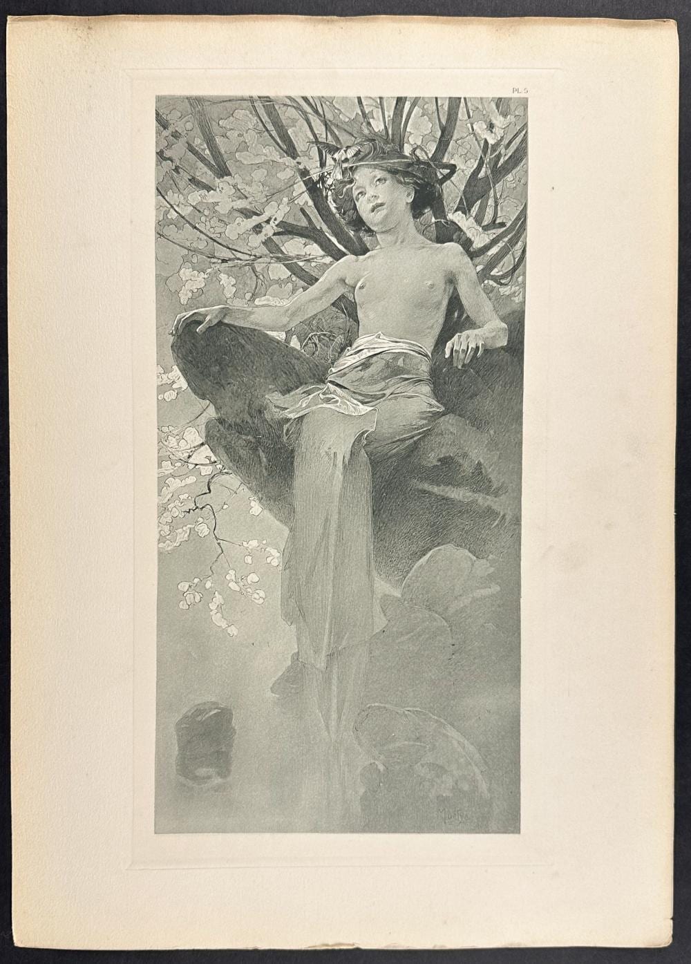 Alphonse Mucha comparable auction result: mucha folio illustration of topless woman in tree 5
