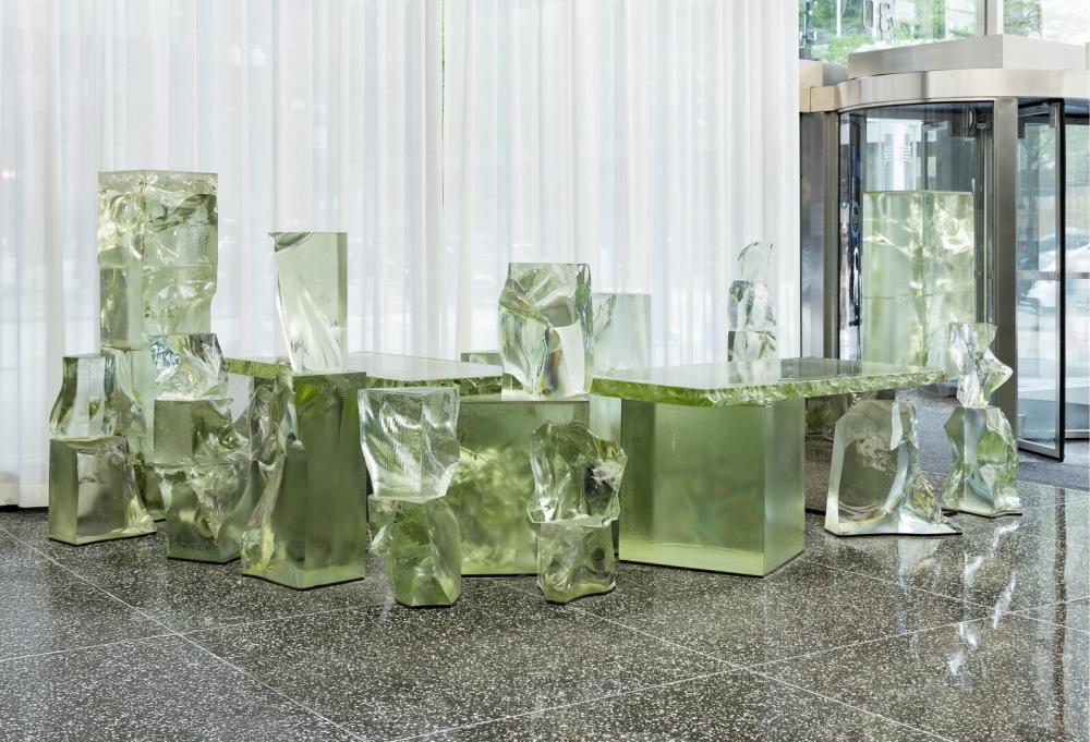 Frank O. Gehry comparable auction result: frank gehry american 1929 2025 icehenge desk from the lobby of the inland steel building