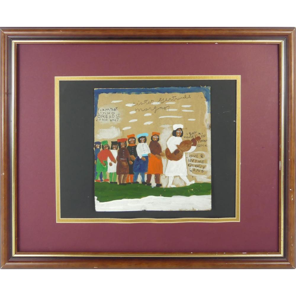sister gertrude morgan painting on cardboard · Antiques & Modern Auction Gallery · 2026-07-18 Gertrude Morgan comparable auction result: sister gertrude morgan painting on cardboard