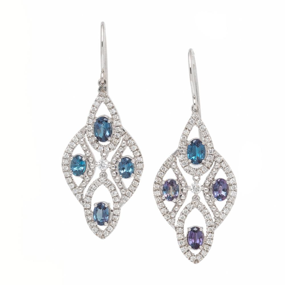 Adophe Pietri-Corsen comparable auction result: hubert synthetic alexandrite diamond and white gold earrings