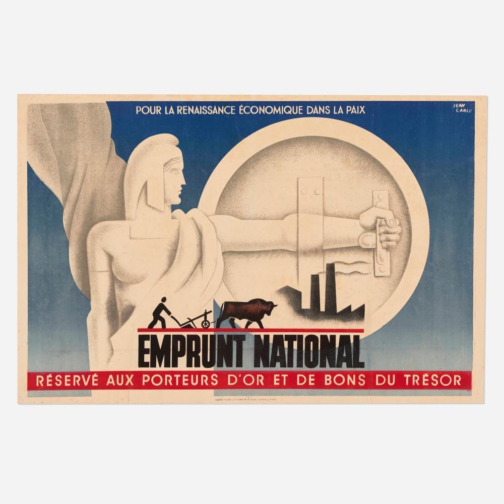Jean Carlu comparable auction result: jean carlu emprunt national vintage poster