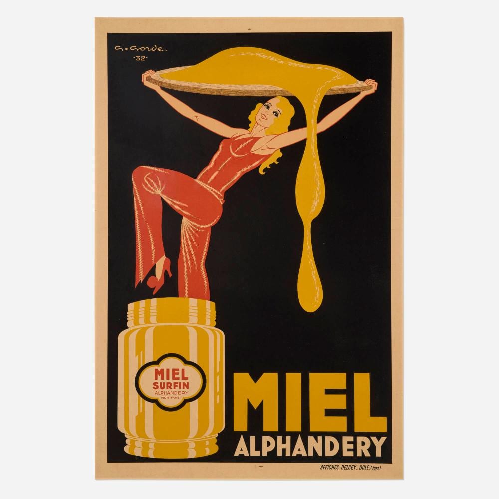 gaston gorde miel alphandery vintage poster · Poster Auctions International Inc · 2026-07-21 Gaston Gorde comparable auction result: gaston gorde miel alphandery vintage poster