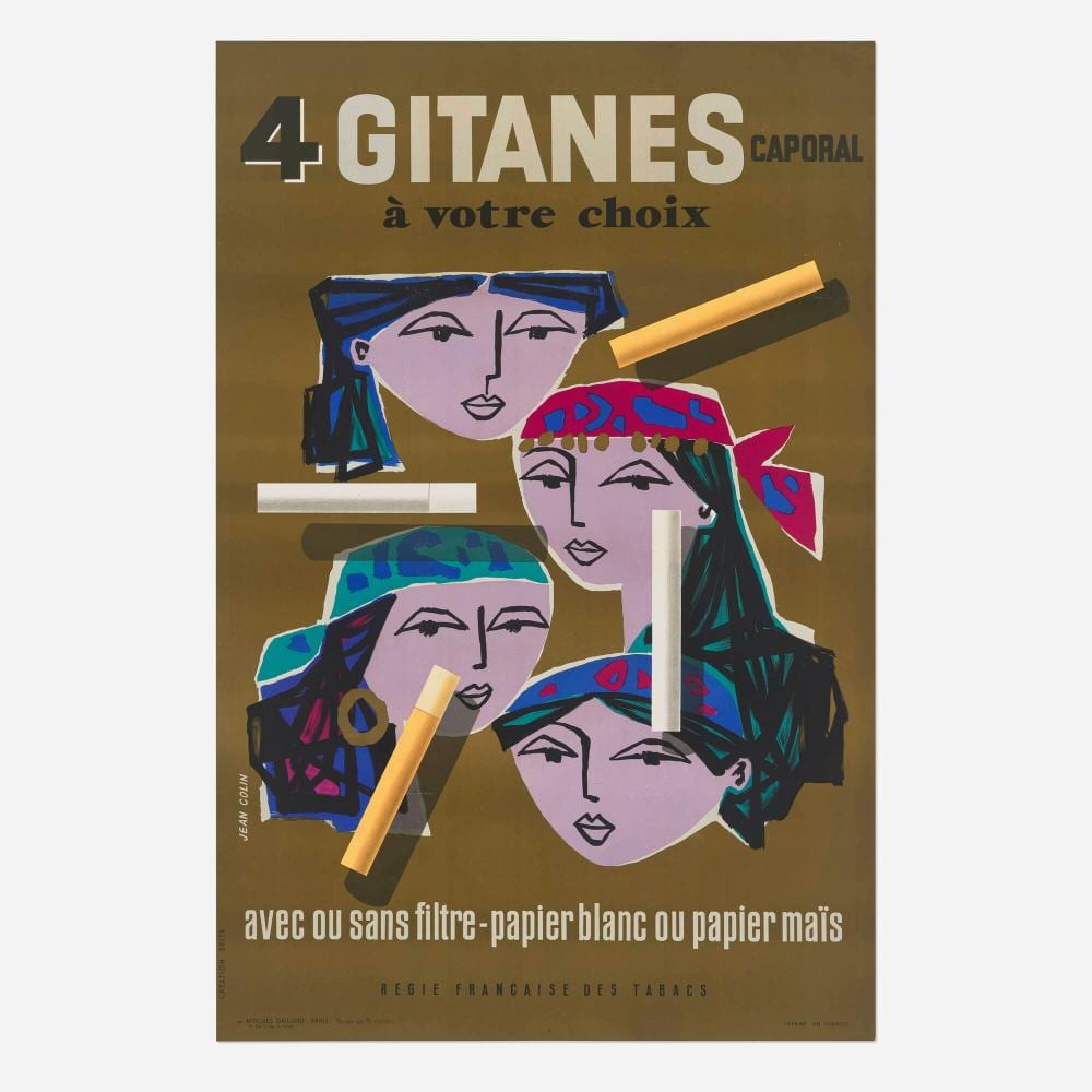Jean Colin comparable auction result: jean colin 4 gitanes corporal vintage poster