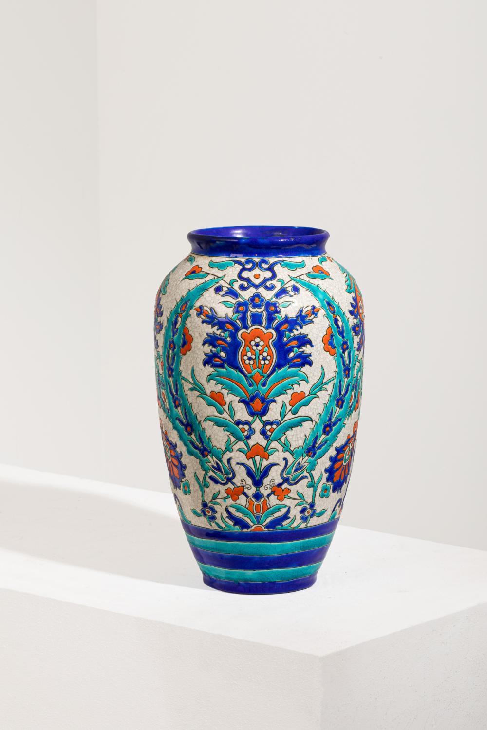 Charles Catteau comparable auction result: charles catteau 1880 1966 vase en c ramique maill bleu d cor iznic