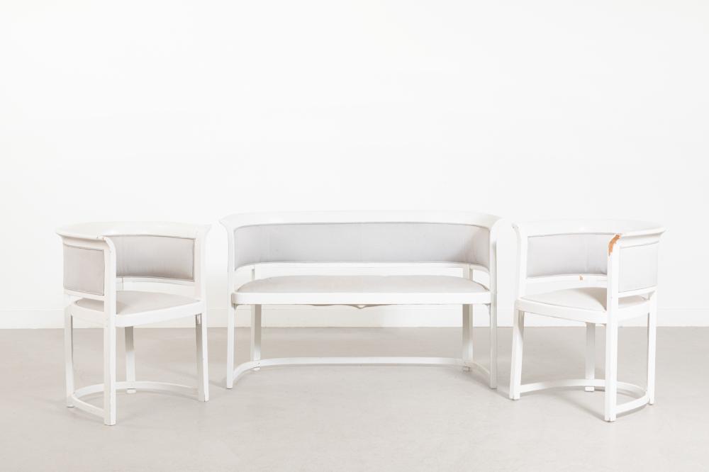 Marcel Kammerer comparable auction result: marcel kammerer 1878 1959 mobiliers de salon en bois courb laqu blanc comprenant une banquette et deux fauteuils