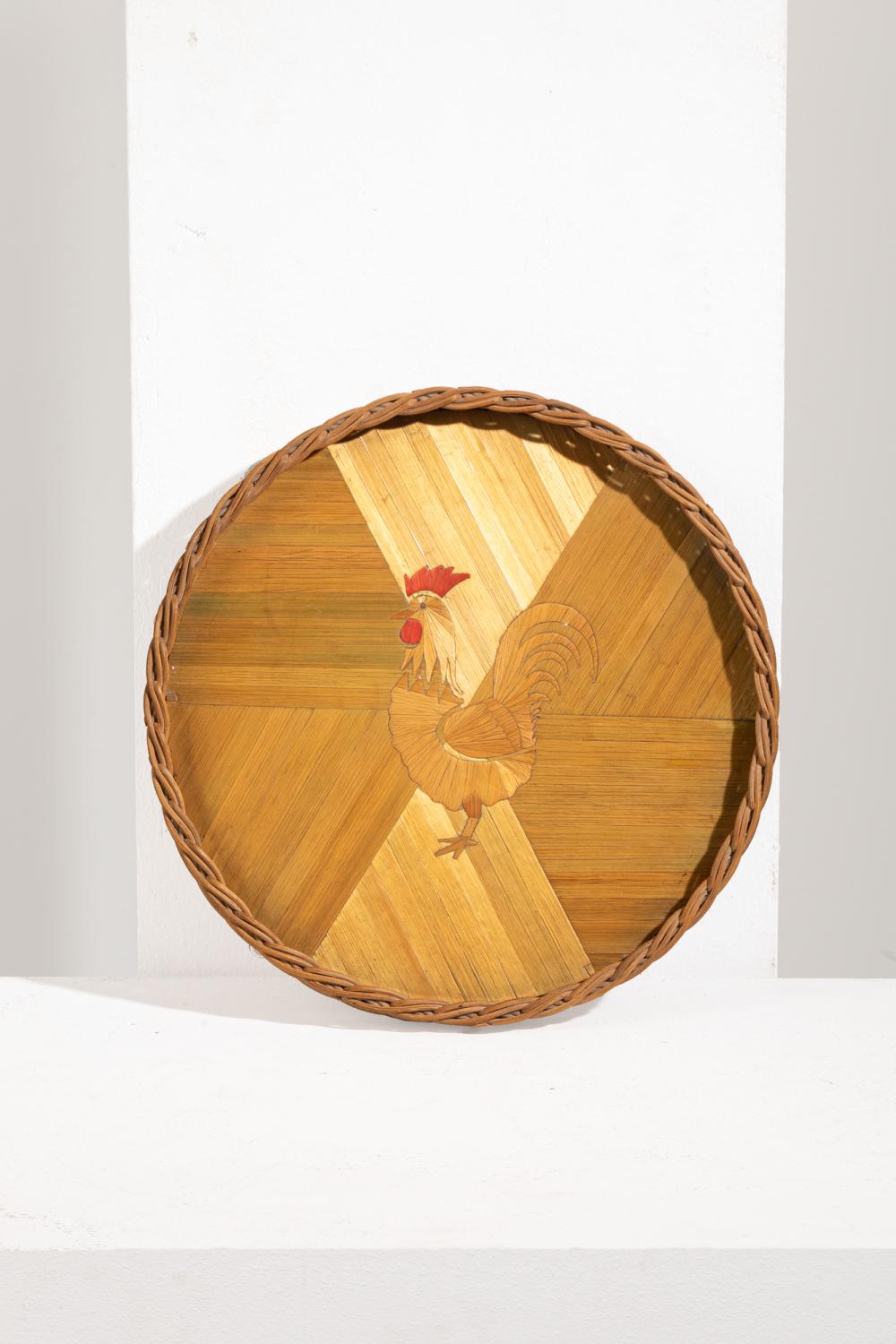 André Groult comparable auction result: andr groult attribu e petit plateau de service en marqueterie de paille d cor marquet d un coq