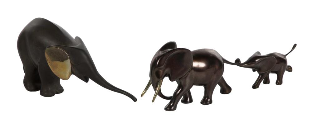 Loet Vanderveen comparable auction result: loet vanderveen dutch 1921 2015 parcel gilt bronze elephant sculptures