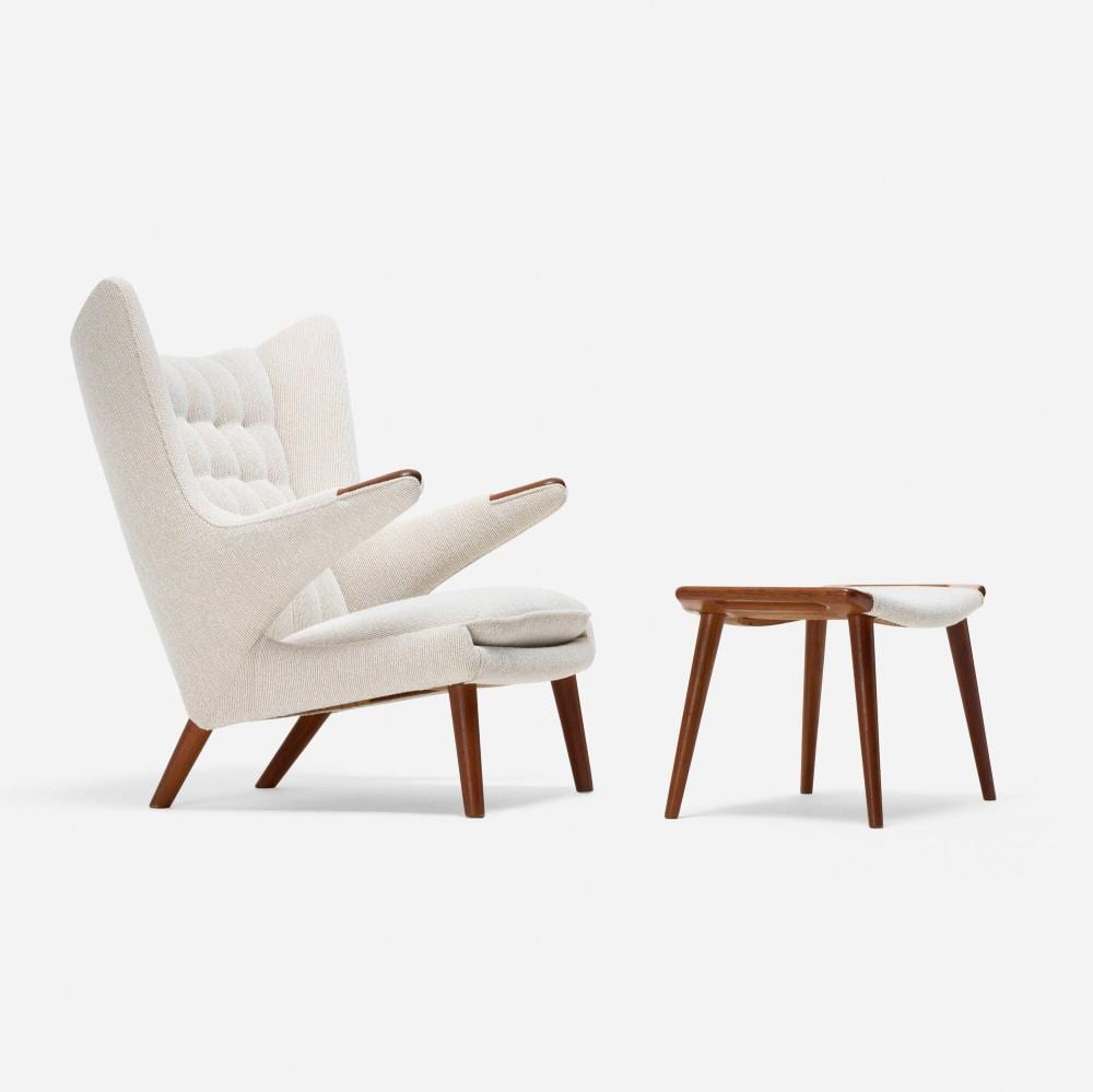 Hans J. Wegner comparable auction result: hans j wegner papa bear chair and ottoman
