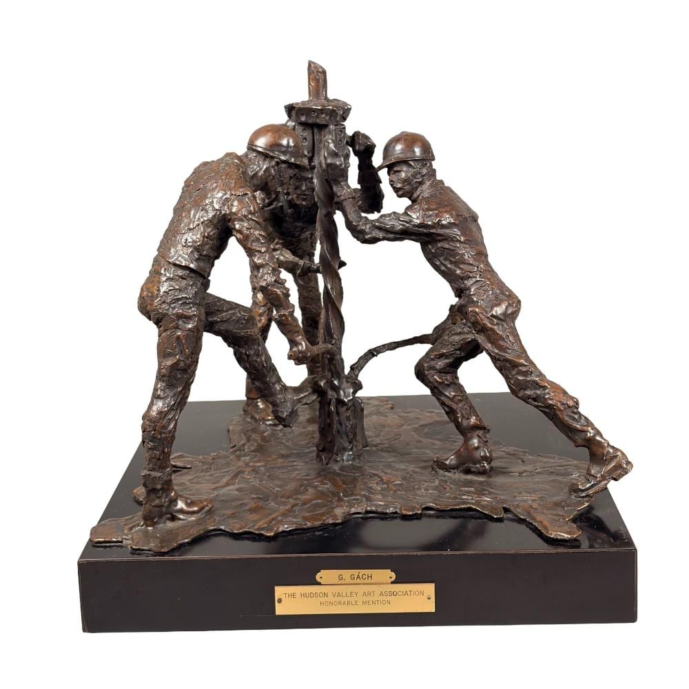 George Gach comparable auction result: george gach hungarian 1909 1996 oil riggers bronze sculpture 1974