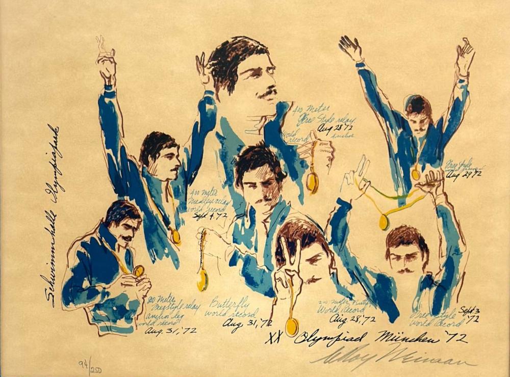 leroy neiman american 1921 2012 mark spitz with medals 1972 limited edition serigraph 94 250 signed · Lion and Unicorn · 2026-07-19 Leroy Neimann comparable auction result: leroy neiman american 1921 2012 mark spitz with medals 1972 limited edition serigraph 94 250 signed