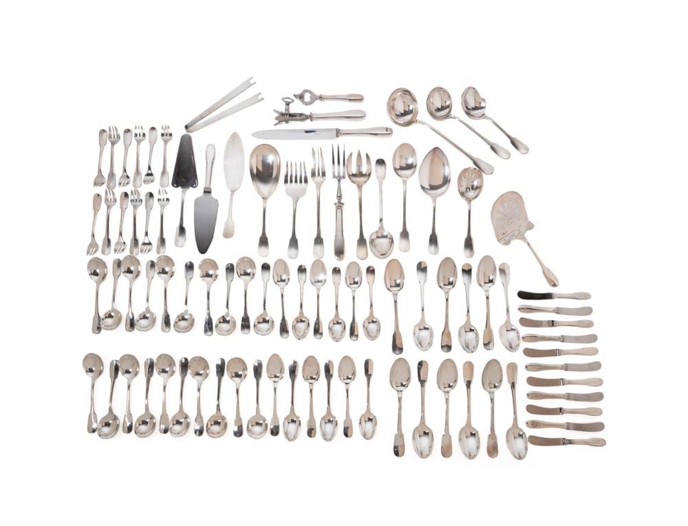 Christofle comparable auction result: christofle asst of 87 pieces of cluny silverplate flatware 20th century french