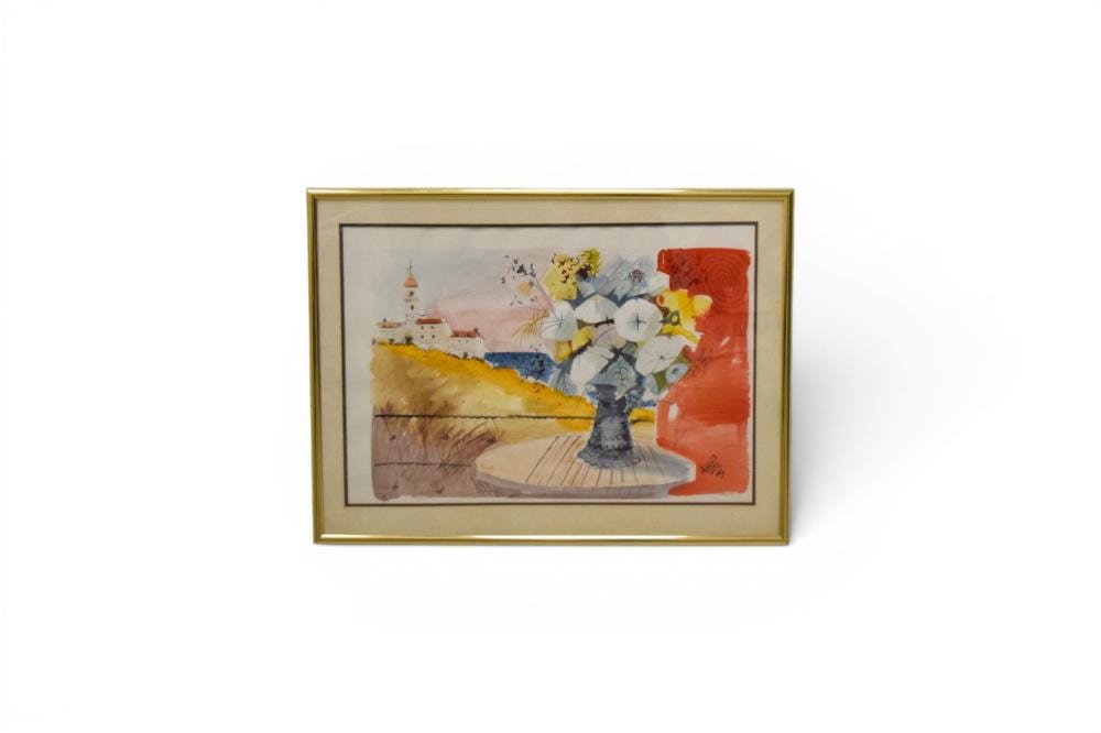 Charles Levier comparable auction result: charles levier watercolor vase of flowers